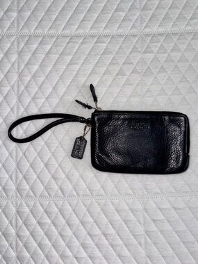 Coach Black leather wristlet wallet